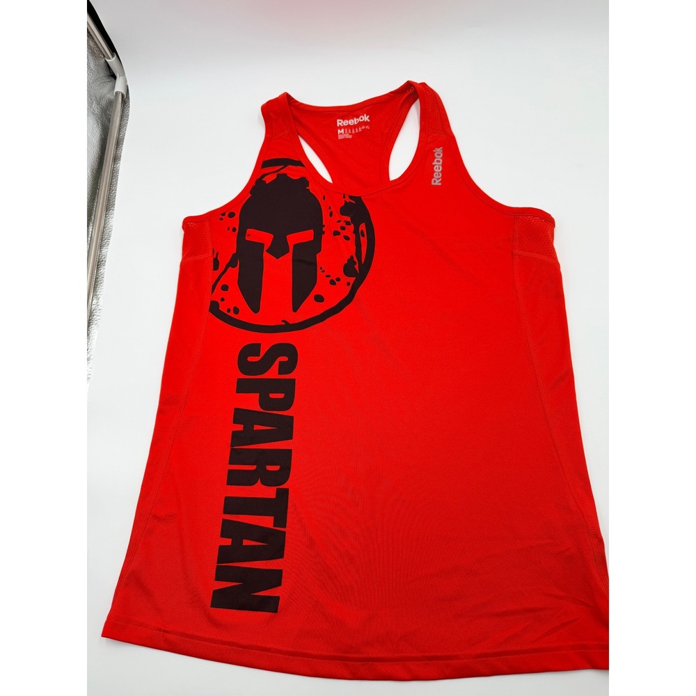 Reebok Spartan Race Red Graphic Racerback Performance Tank Top Women Medium